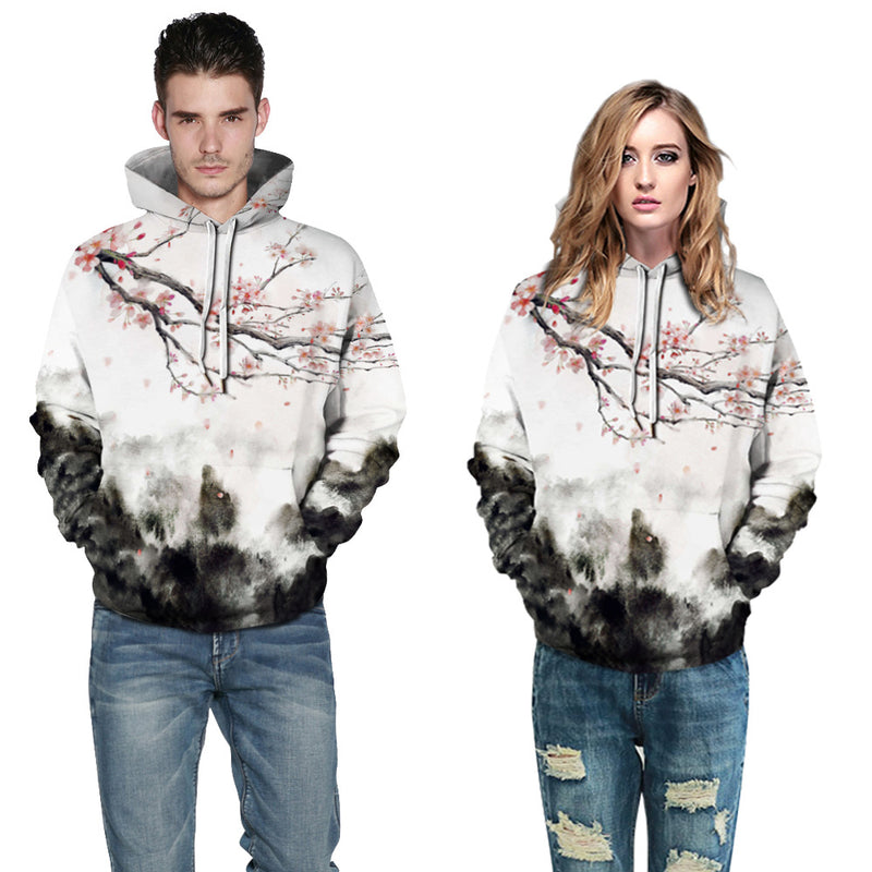 Men Sports Large Size Print Pullover Hoodie