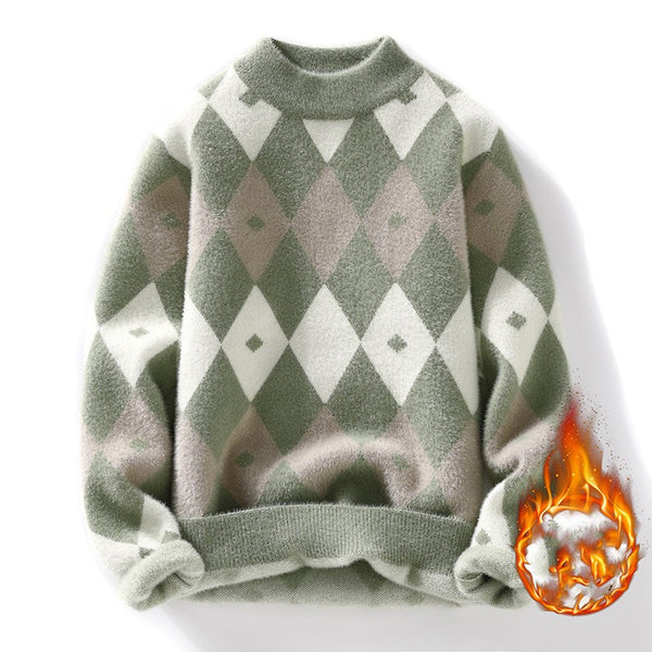 Personalized Knitting Men's Plush Thickened Sweater
