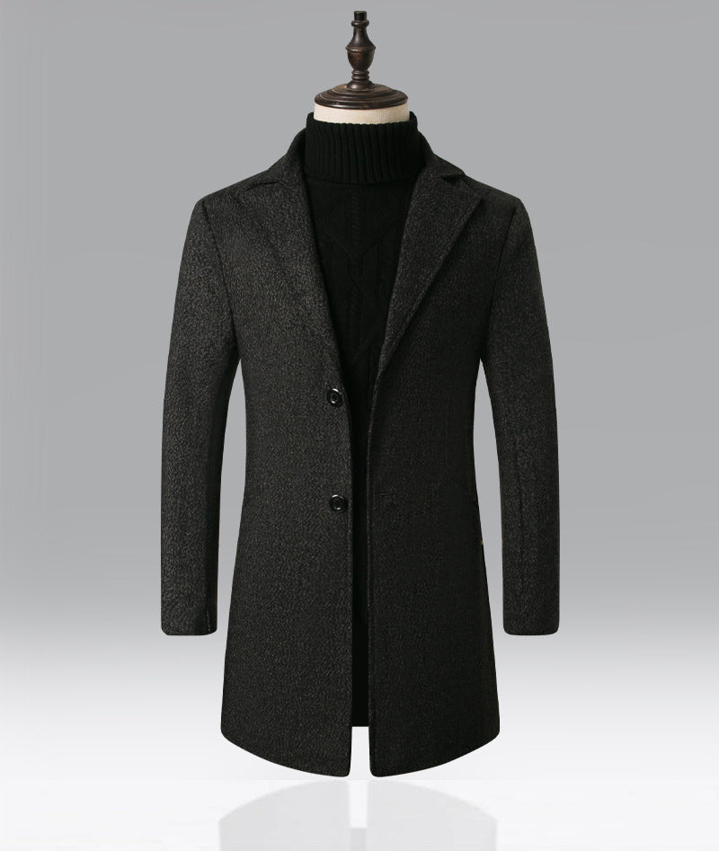 Men's Snowflake Trench Coat Mid-length Woolen Coat