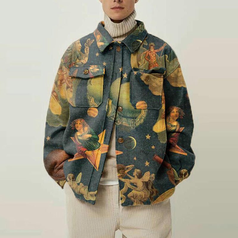 Explosive Autumn Printed Lapel Men's Jacket