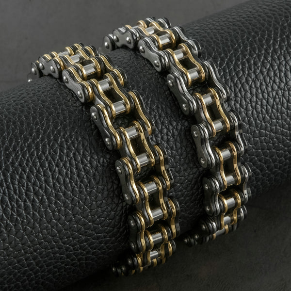 Black Gold Bicycle Bracelet Titanium Steel Men