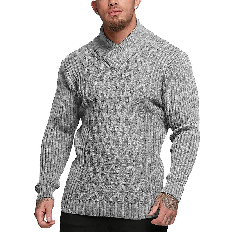 Men's Solid Color Long-sleeved Sweater