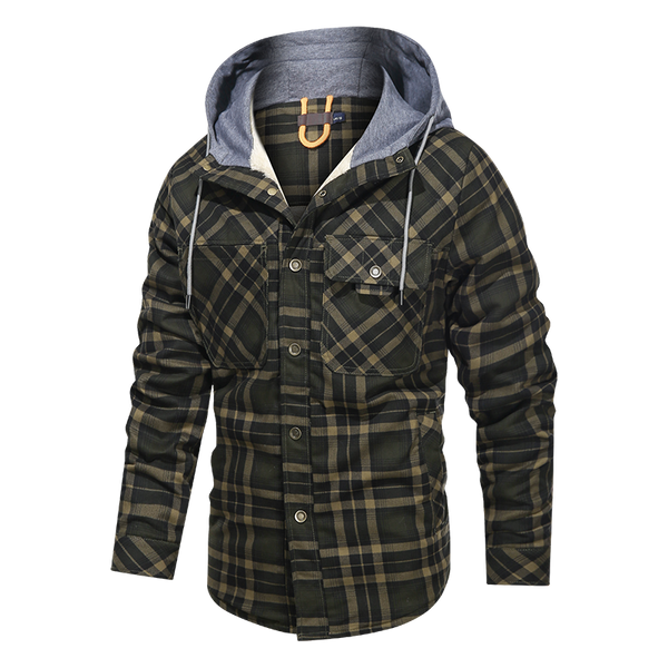 Chaqueta cálida para hombre Chaqueta con capucha de corte slim y forro polar grueso para hombre