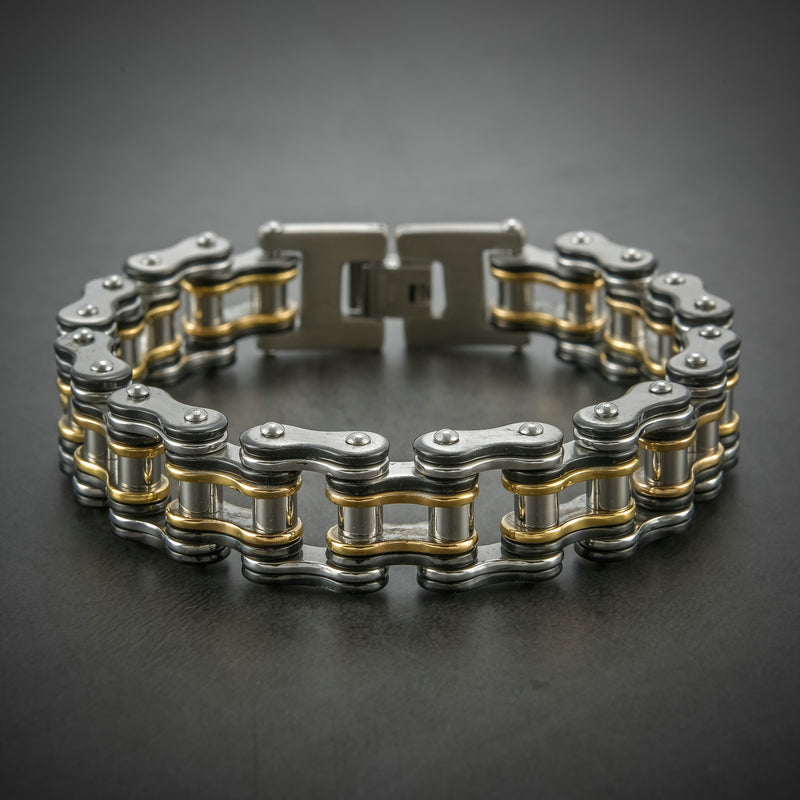 Black Gold Bicycle Bracelet Titanium Steel Men