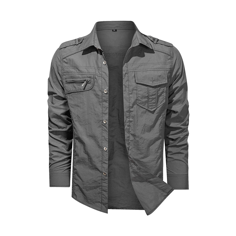 Military Thin Long Sleeve Quick-dry Casual Fit Men Shirt