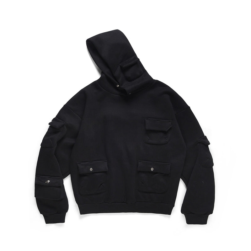 American style Button Collar Hoodie Male
