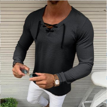 camiseta de mezclilla elástica con borlas para hombre