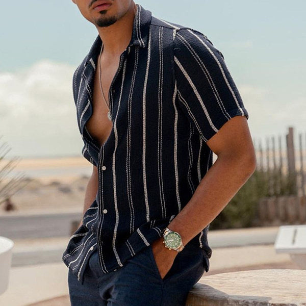 Camisa de manga corta de playa hawaiana estampada para hombre
