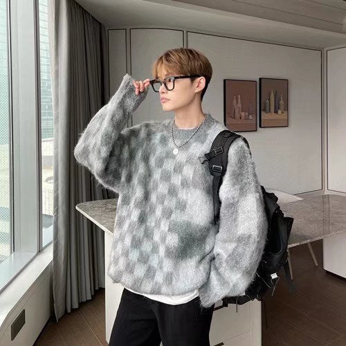 Men's Round Neck Pullover Loose Knit sweater