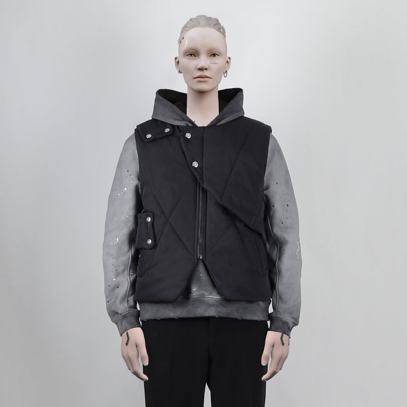 Irregularly Deconstructed Nylon Buckle Cotton jacket