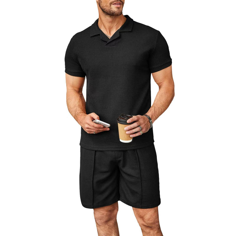 Polo Shirt Lapel Short Sleeve Men's summer set
