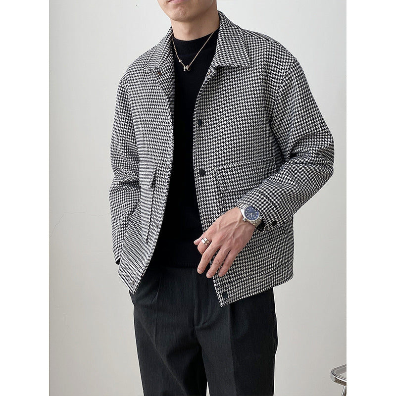 Men's Silhouette Lapel Woolen Casual Loose Jacket