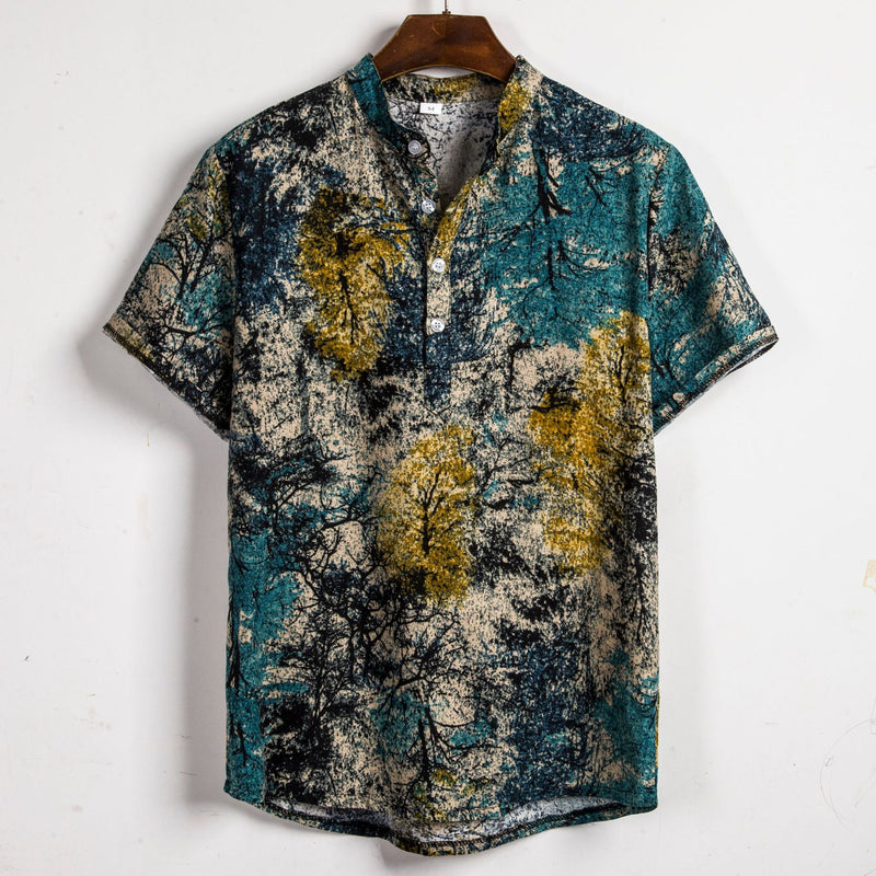 Camisa de verano de manga corta floral para hombre