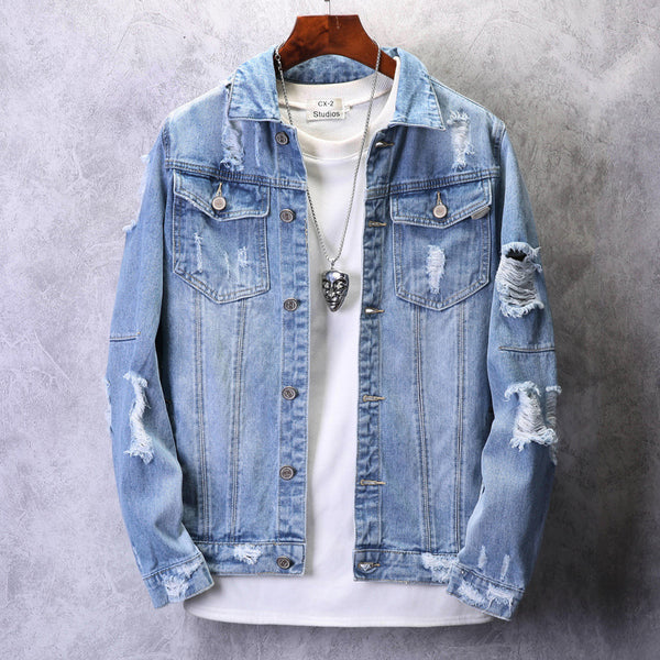 Casual ripped denim jacket
