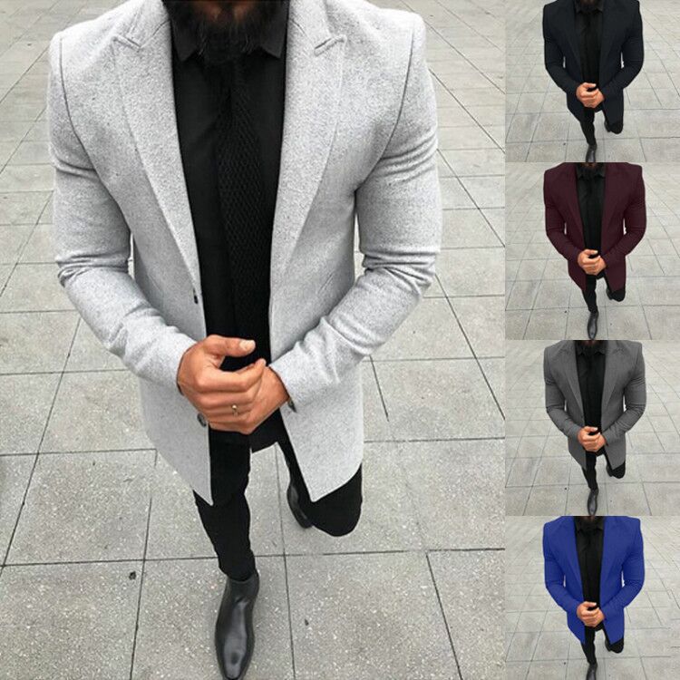 Chaqueta formal de hombre de manga larga de color liso. 