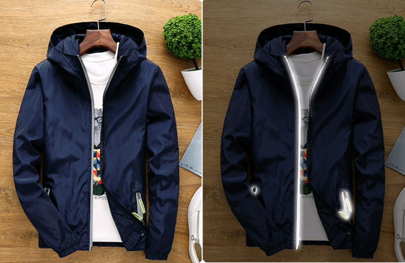 Hooded thin sports slim reflective jacket