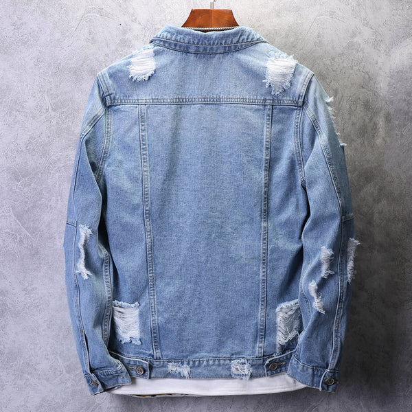 Casual ripped denim jacket