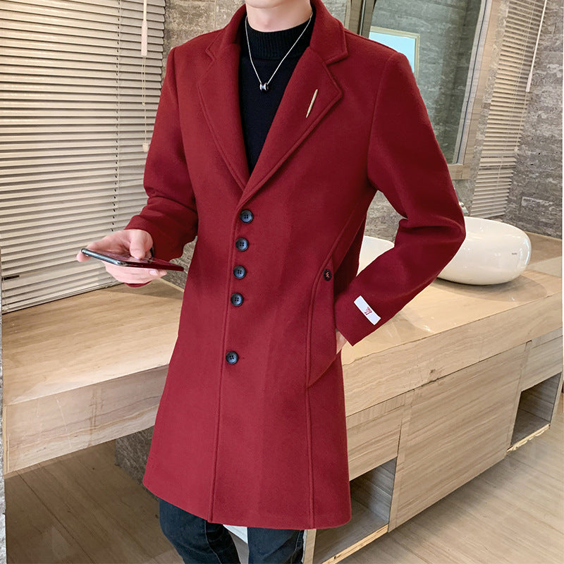 Korean Slim Woolen trench Coat