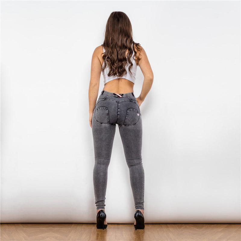Pantalones vaqueros sexys con cintura regular y realce para mujer, pantalones de Yoga con realce de glúteos y moldeador de trasero