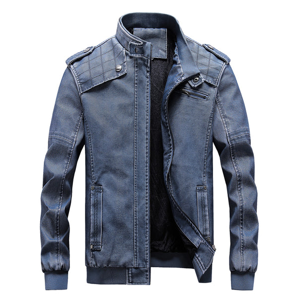 Chaqueta de cuero de motocicleta PU para hombre 