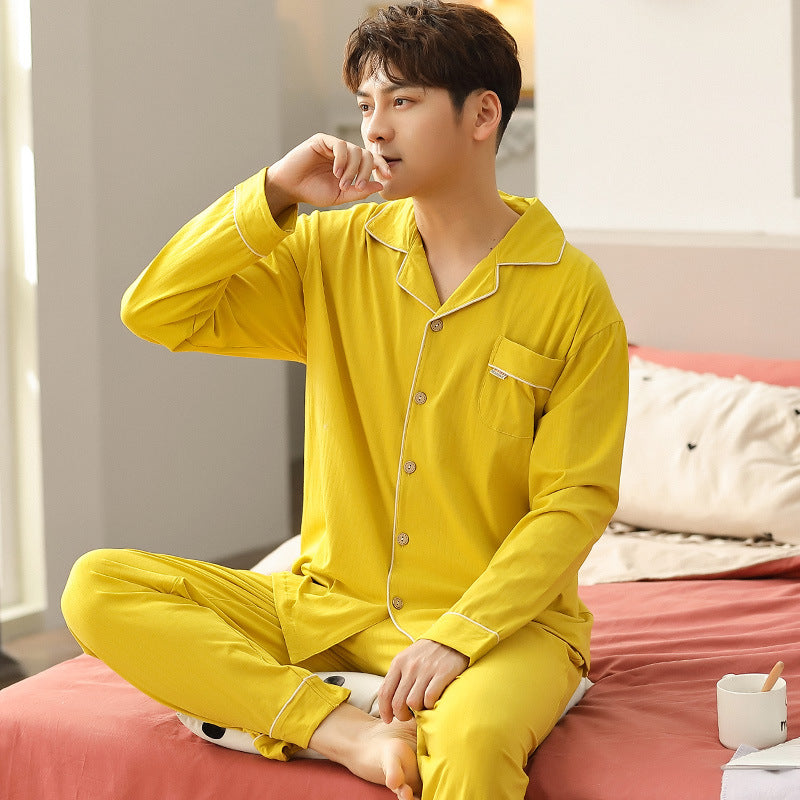 Simple Cotton Long-Sleeved Men's Homewear pajama