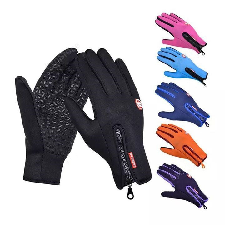 Guantes de invierno con pantalla táctil para montar en motocicleta, guantes deportivos impermeables deslizantes con forro polar