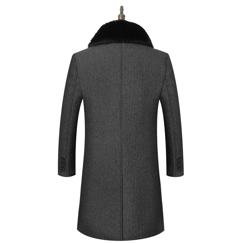 Plush padded winter mid-length woolen coat