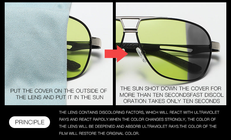 Color-changing polarized sunglasses