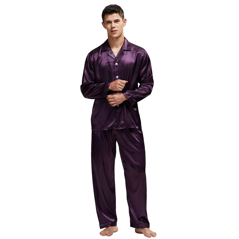 Conjunto de pijama de seda teñida para hombre