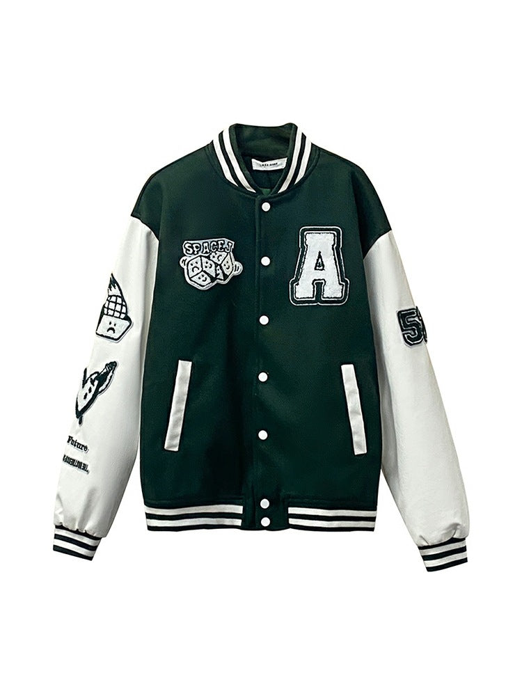 Three-dimensional Embroidered Letter Jacket Men
