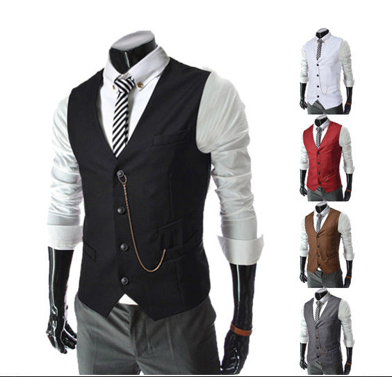 Men's Metal Chain Slim Business Vest Casual Vest