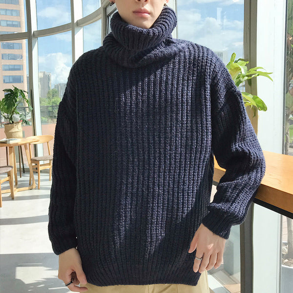 High neck loose knit sweater