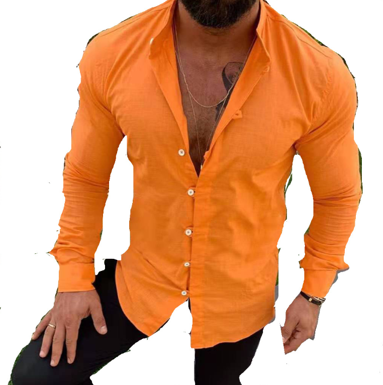 Camisa casual de manga larga con cuello alto 