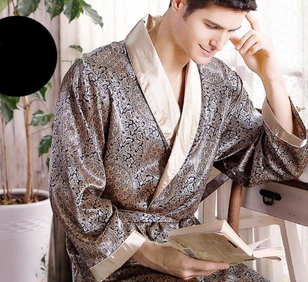 Men's silk nightgown summer pajama
