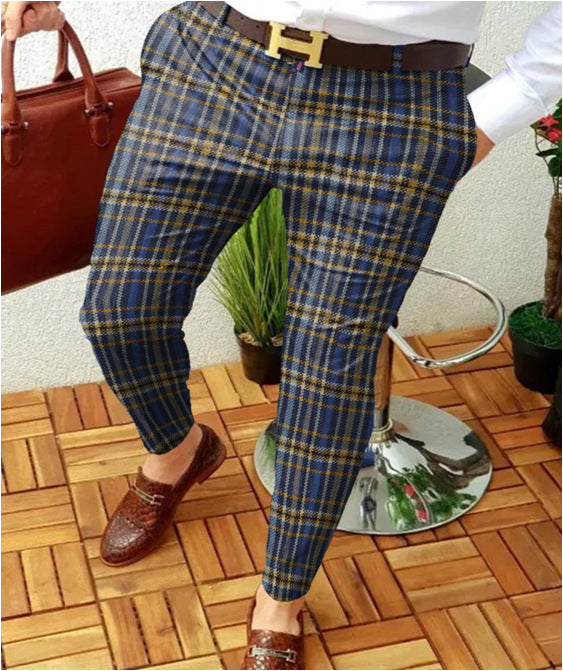 Men's Casual Trousers Plaid Ninth Pants