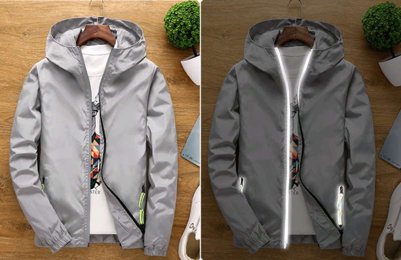 Hooded thin sports slim reflective jacket