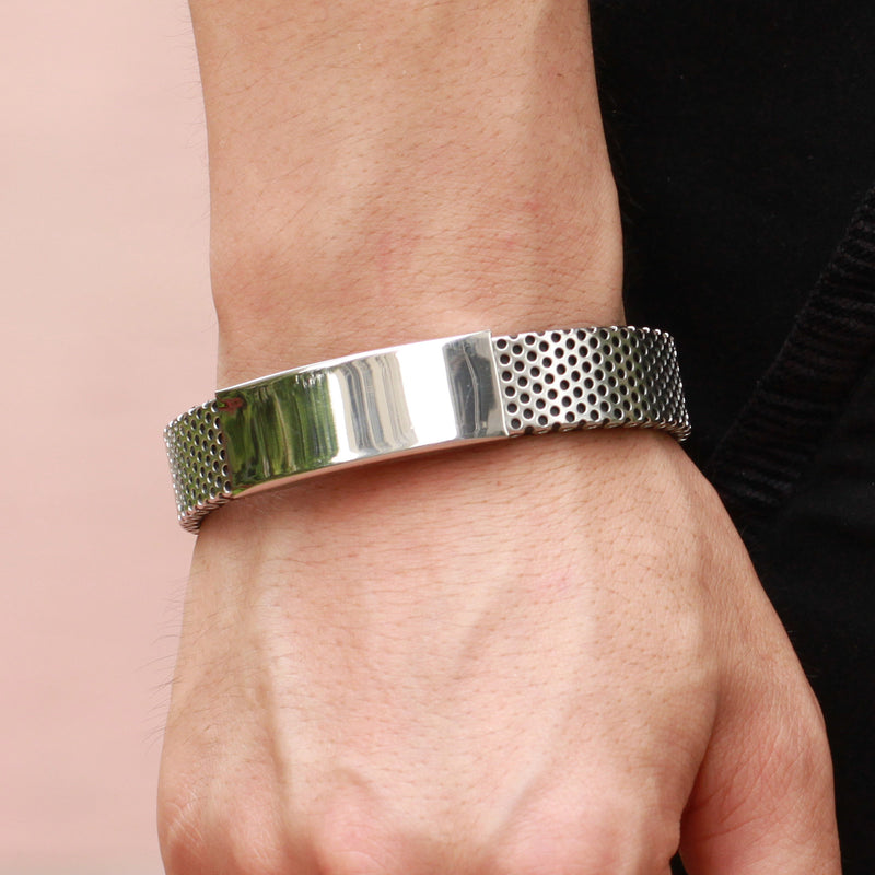 Men's titanium leather bracelet