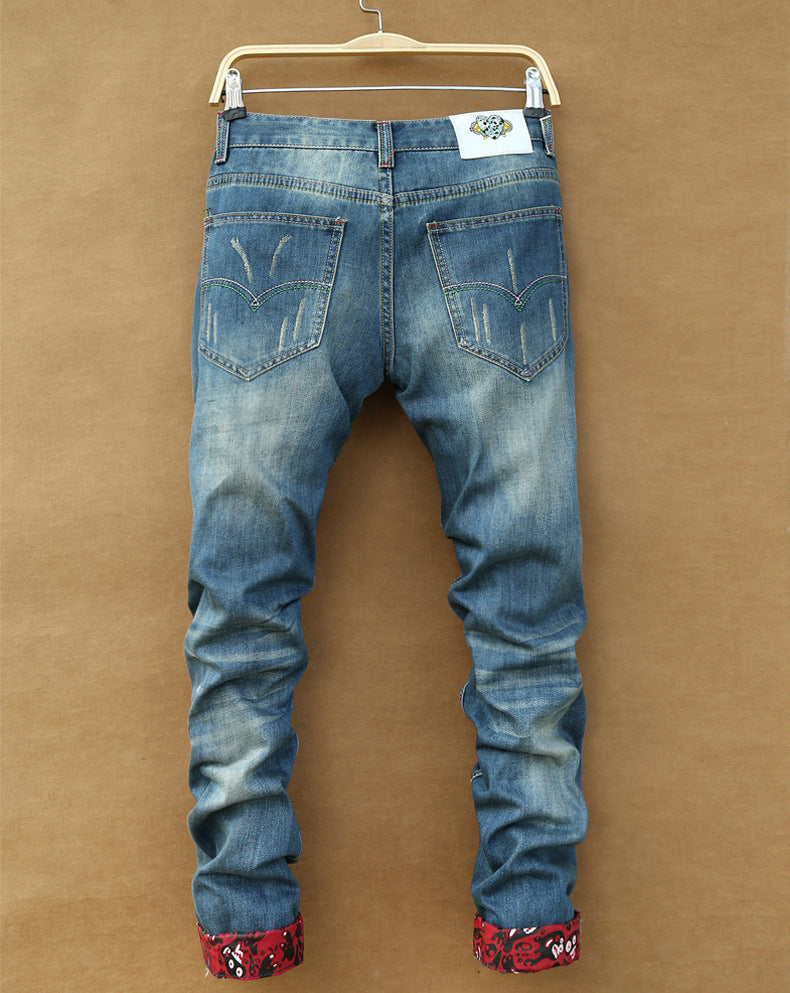 Vintage Distressed Pleated Jeans
