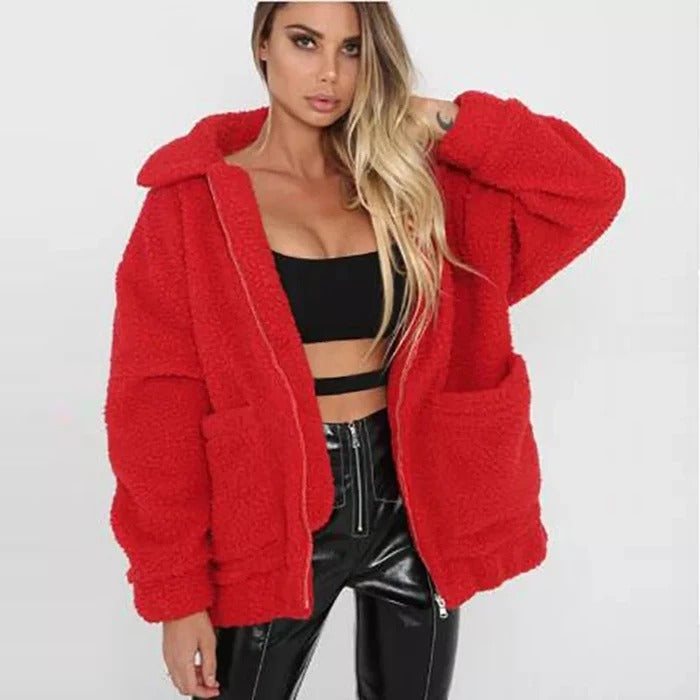 Faux lambswool oversized jacket