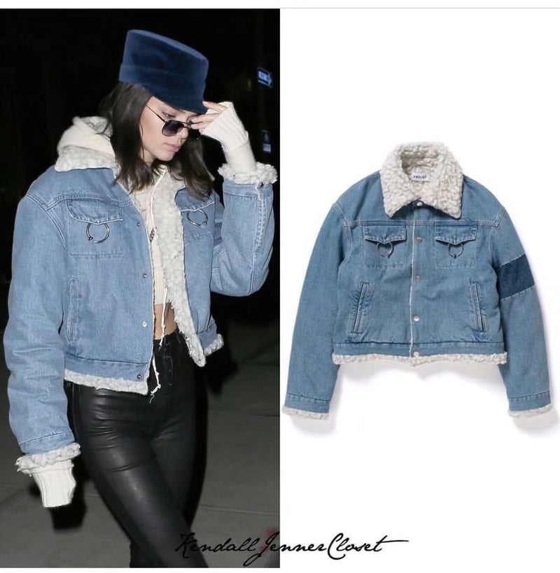 Lamb Hair Denim Jacket Women