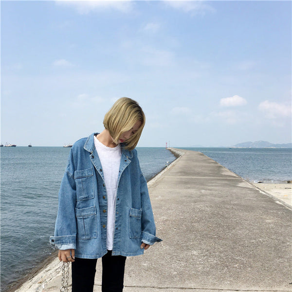 Long Sleeve Loose Wind Denim Jacket