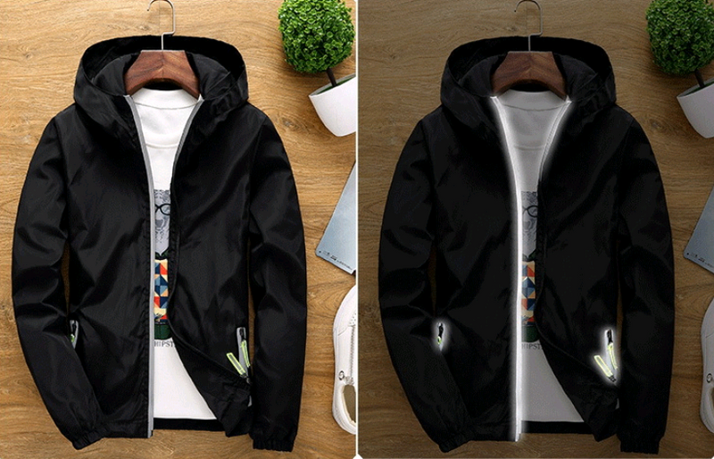 Hooded thin sports slim reflective jacket