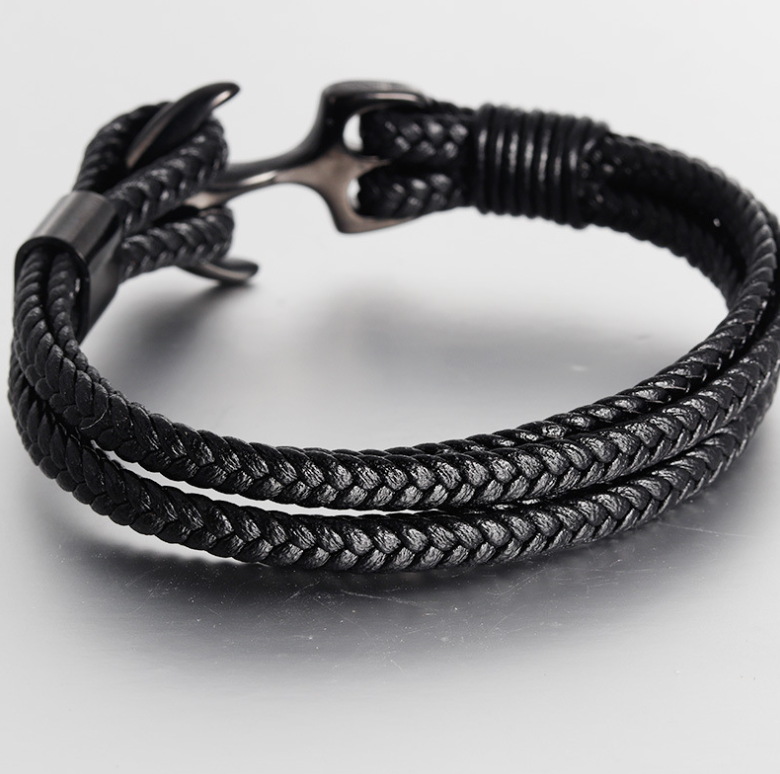 Anchor Vintage Woven Leather Bracelet