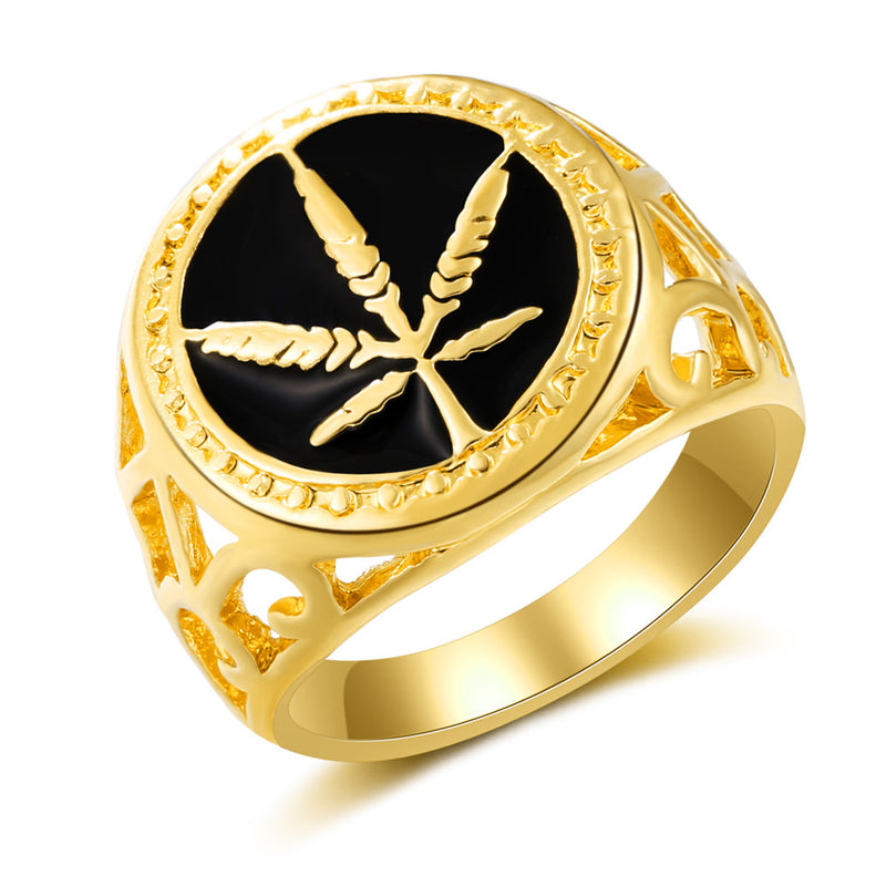 Maple Leaf Drop Oil Gold Plated Rings