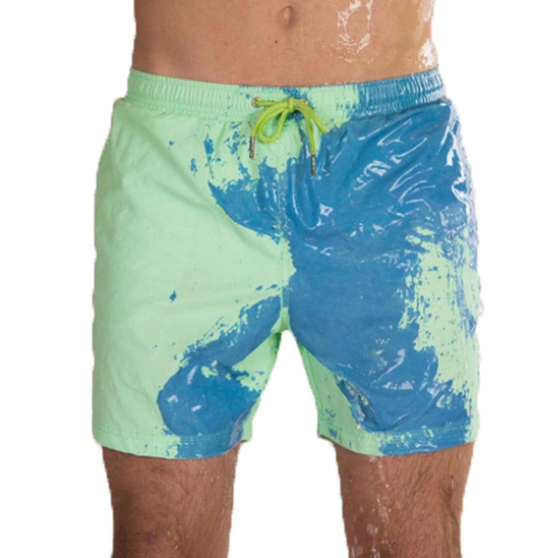 Pantalones cortos de playa mágicos con cambio de Color, bañadores de verano para hombres