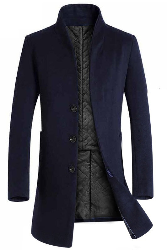 Men's mid-length slim trench coat