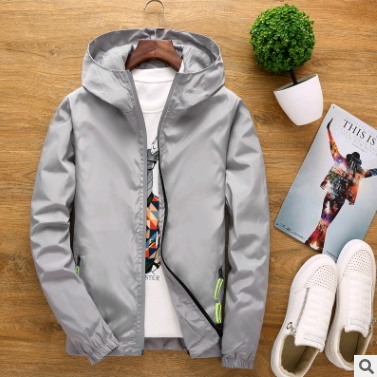 Hooded thin sports slim reflective jacket