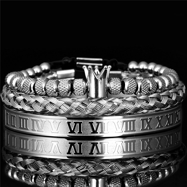 Luxury Roman Royal Crown Charm Bracelet Men