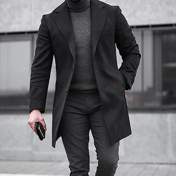 Mid-Length Coat Slim Solid Color Windbreaker trench coat