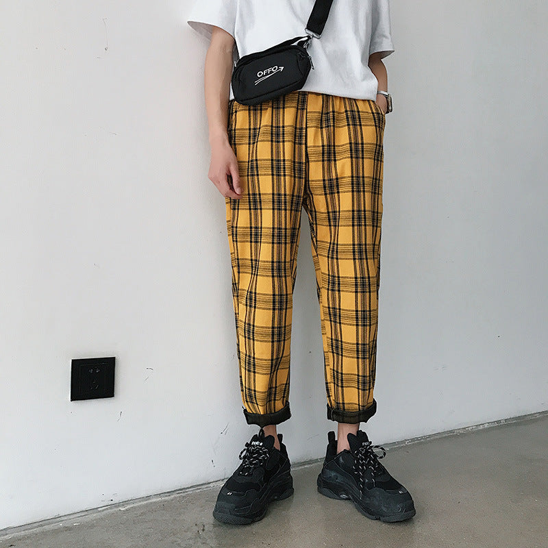 New Style Couple Trousers Plaid Casual Plaid Pants